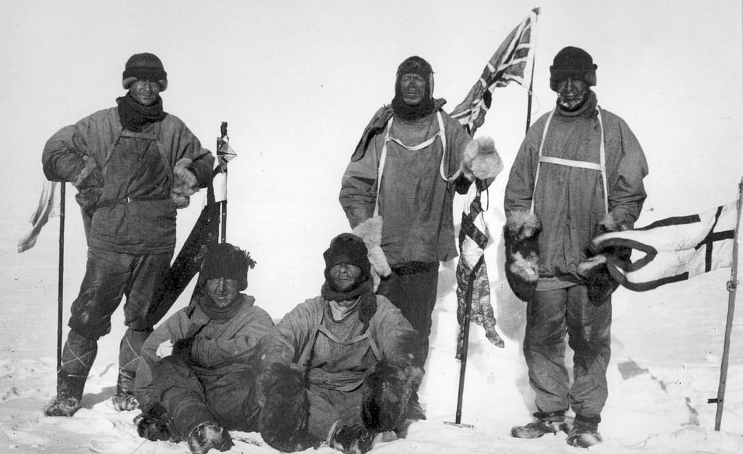 Fotografía original de los 5 miembros de la expedición de Scott al Polo sur